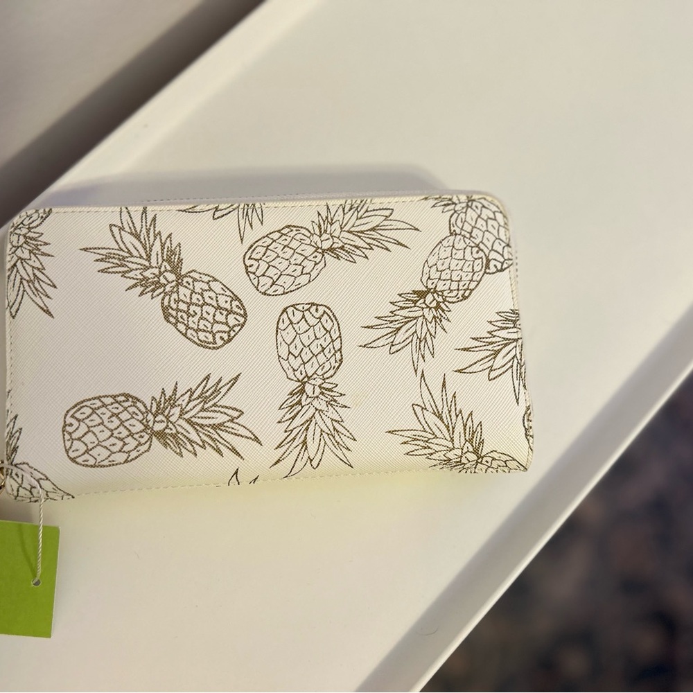 Deux Lux Bridal /Bachelorette White and gold Biscayne Pineapple Print Wallet